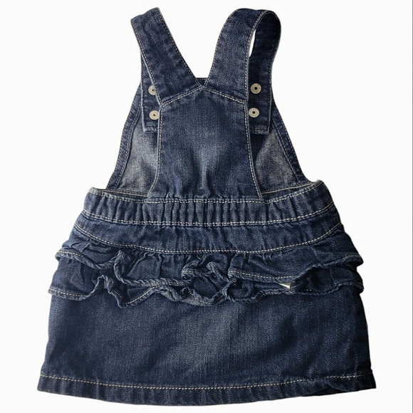 Old Navy Ruffle Butt Bibb Overall Denim Skirtals Gorp Farm Hippie 12-18 Months - Picture 4 of 4